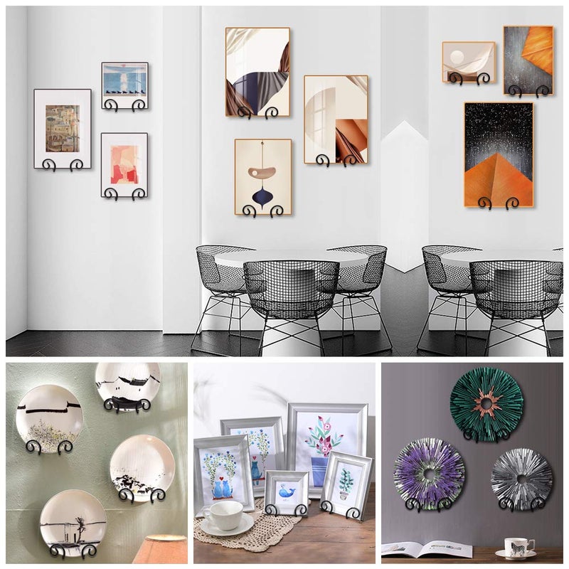 MOCOUM 4 Pack Wall Mount Plate Display Stands, Medium Wall Easel Holder Plate Hanger Vertical Plate Stand Holders, Wall Display Picture Frame Stand for Decorative Plates, Arts (Circle, 6 inch) - Image 4